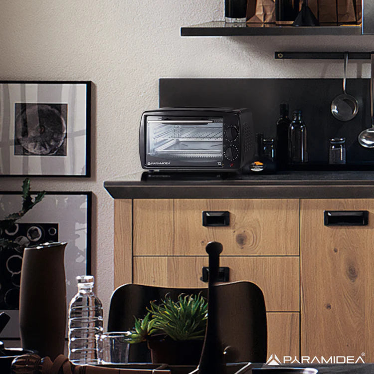 PYRAMIDEA Forno Elettrico Capacità 12 Litri 650 Watt con Timer Colore Nero