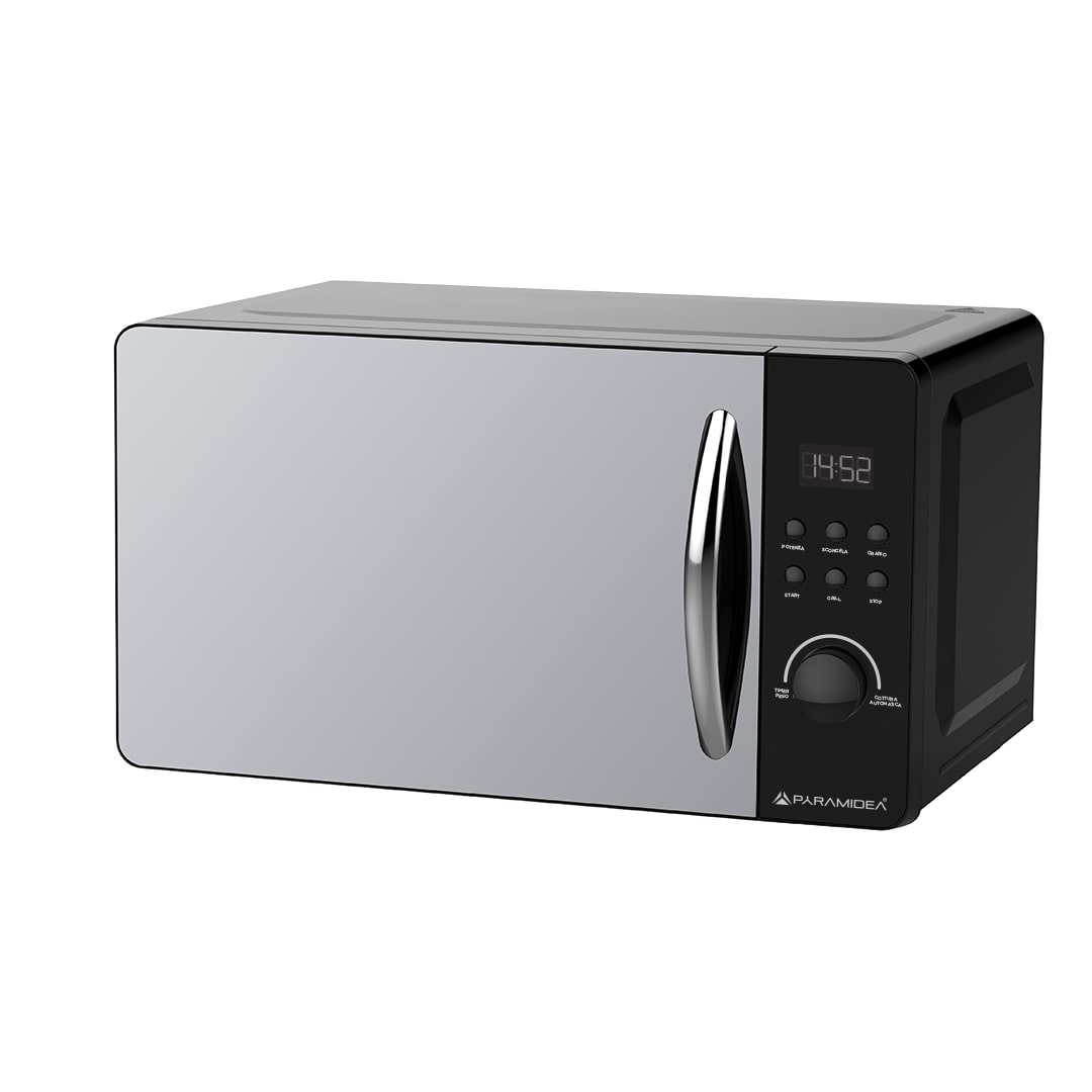 PYRAMIDEA Forno a Microonde DIGITALE con Porta A SPECCHIO 20L Potenza 800W Colore Nero