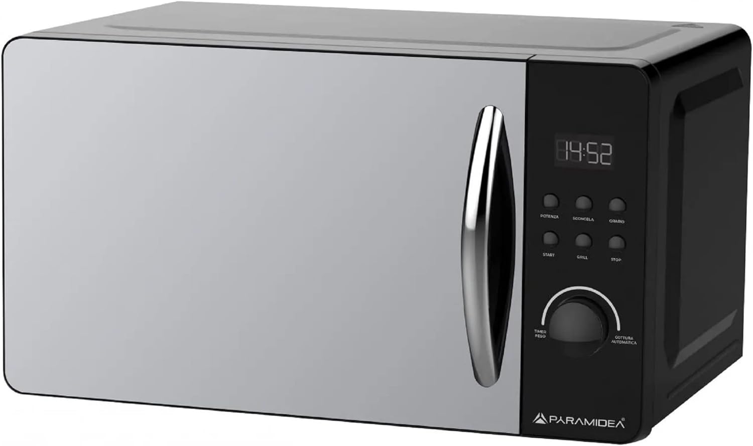PYRAMIDEA Forno a Microonde DIGITALE con Porta A SPECCHIO 20L Potenza 800W Colore Nero