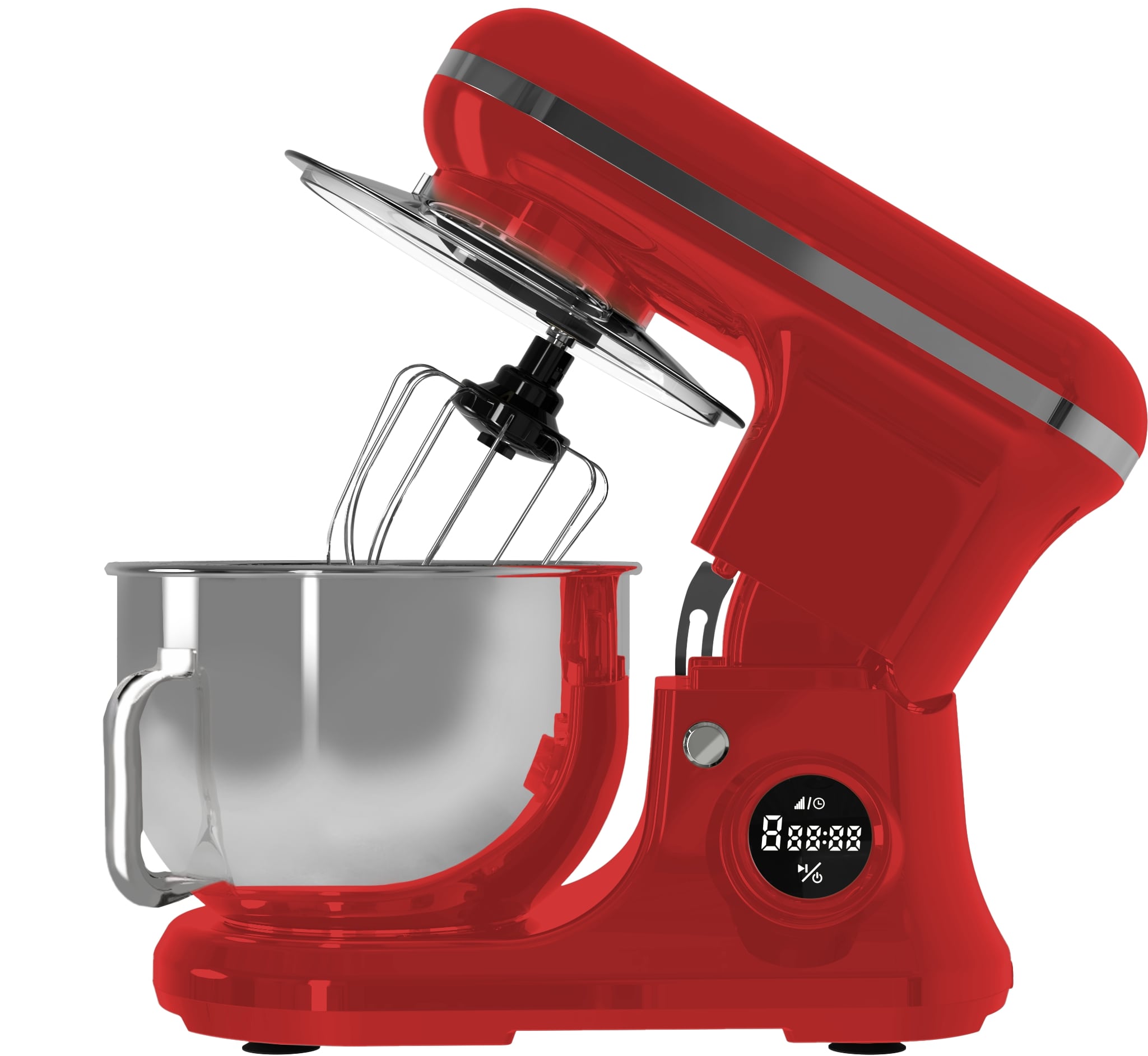 PYRAMIDEA Impastatrice con Display Digitale 8 velocità Testa Sollevabile 1200W con Funzione Pulse Capienza 5,2L Colore Rosso IP5200R