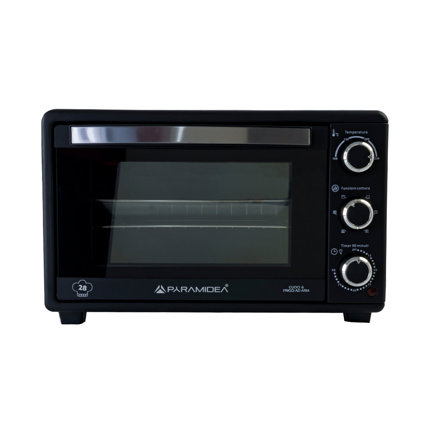 PYRAMIDEA Forno Elettrico Ventilato Capacità 28 Litri 1500W con Timer Colore Nero