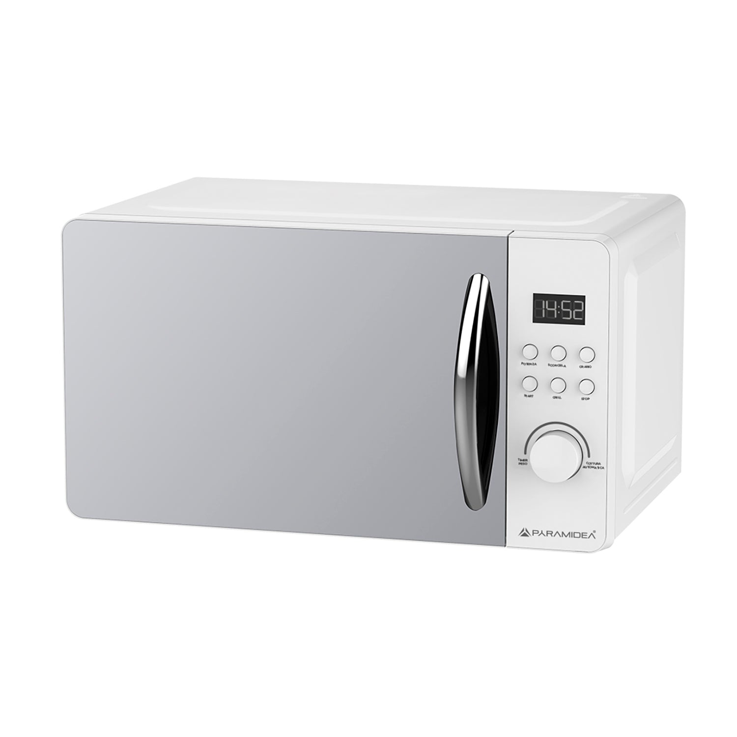 PYRAMIDEA Forno a Microonde Digitale con Porta a Specchio 20L Potenza 800W Colore Perla FOM202W