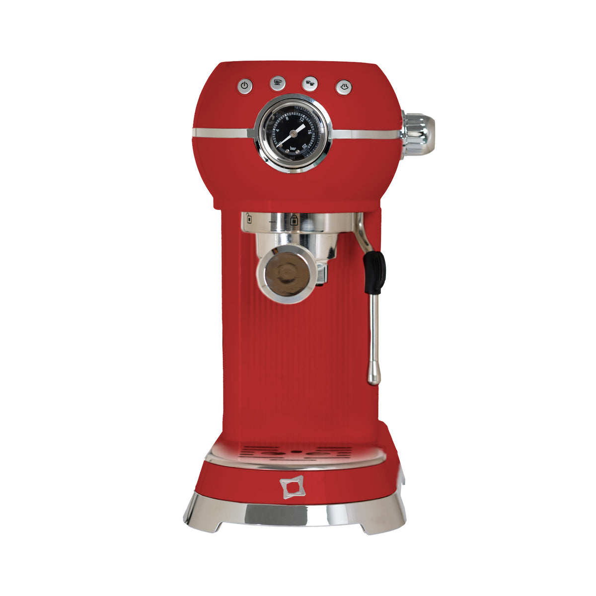 FIRST CLASS Macchina caffè Rossa Stile Vintage con Corpo in Acciaio