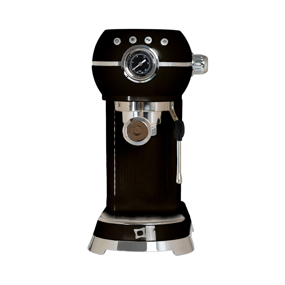 FIRST CLASS Macchina caffè Nero Stile Vintage con Corpo in Acciaio