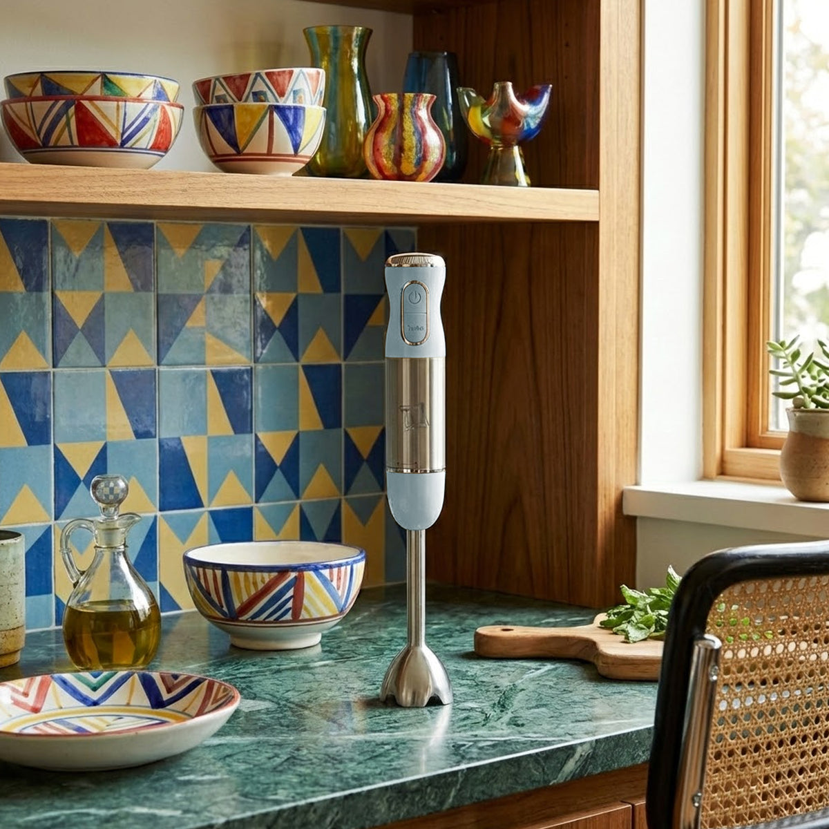 Mixer ad immersione First class Azzurro Stile Vintage con Corpo in Acciaio