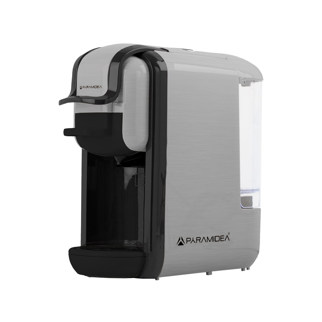 PYRAMIDEA Macchina per Caffè 3 in 1 Compatibile Nespresso Dolcegusto e Cialde Bevande Fredde da 0,6L Silver